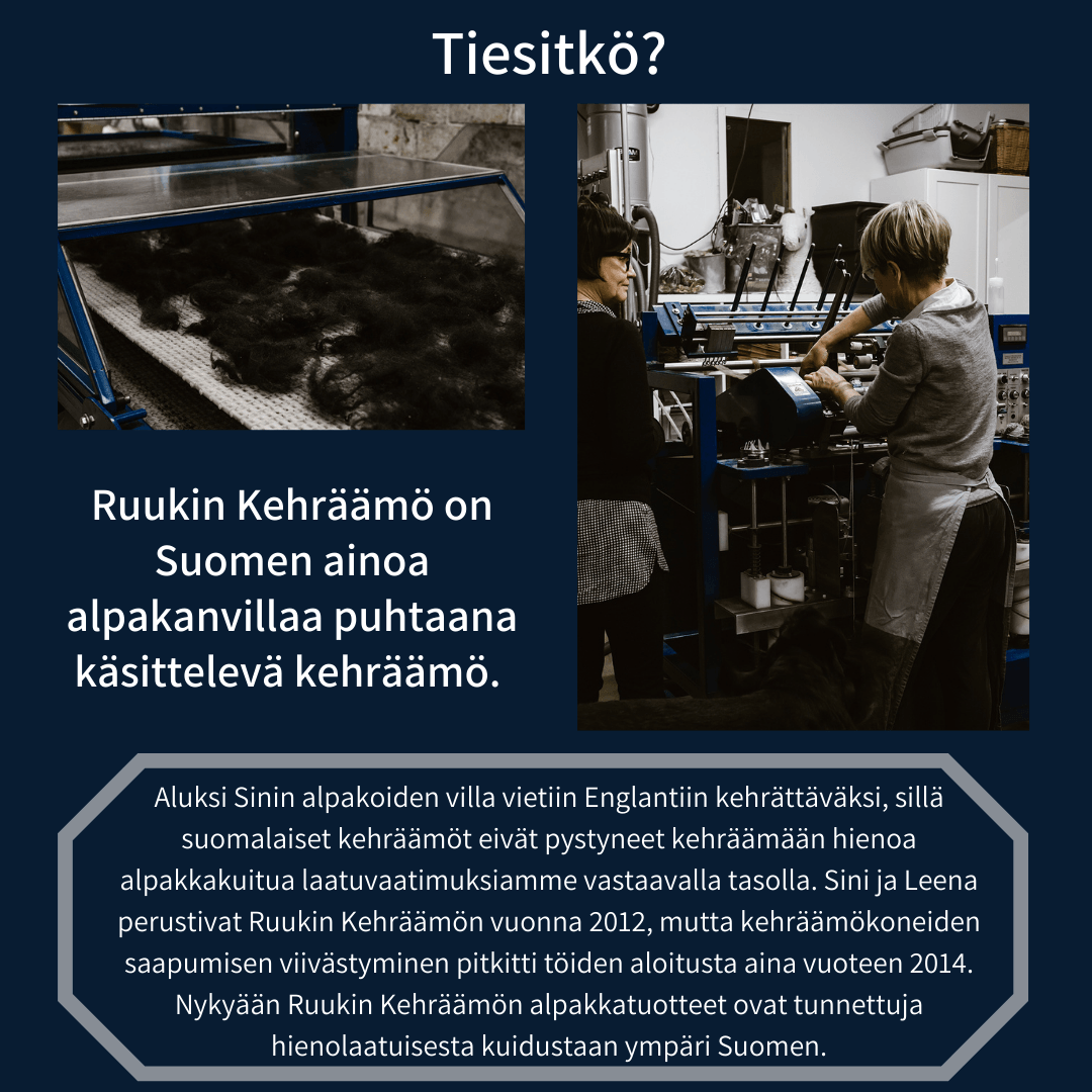 Ruukkin Kehräämö - Finland's only spinning mill that processes alpaca wool cleanly